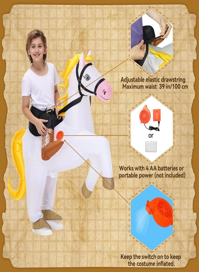 Stegosaurus Inflatable Horse Costume for Kids Halloween Blow up Costumes White Horse Costumes Funny Costumes for Boys Girls Cosplay Party - Image 4